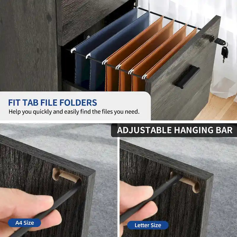 4-Drawer Vertical File Cabinet with Lock for Letter & A4-Sized Files