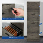 4-Drawer Vertical File Cabinet with Lock for Letter & A4-Sized Files