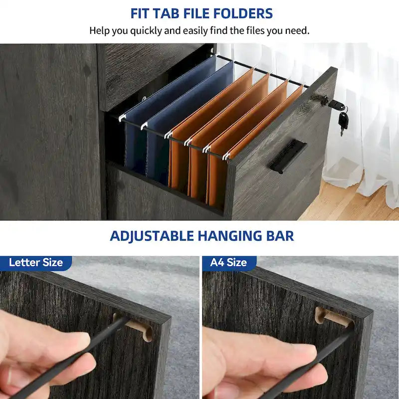 4-Drawer Vertical File Cabinet with Lock for Letter & A4-Sized Files