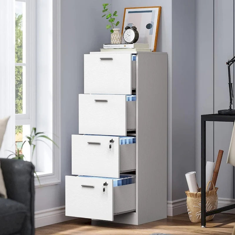 4-Drawer Vertical File Cabinet with Lock for Letter & A4-Sized Files