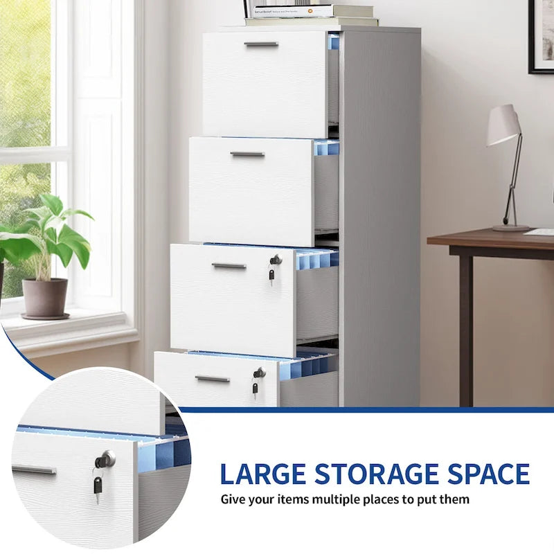 4-Drawer Vertical File Cabinet with Lock for Letter & A4-Sized Files