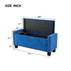 Velvet Storage Ottoman Bench with Tufted Buttons and Rivet Detail