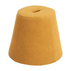 Pouf in tessuto giallo con base in legno massello