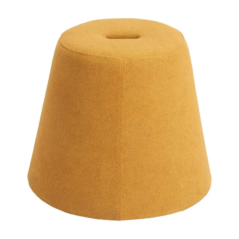 Yellow Fabric Ottoman with Solid Wood Base