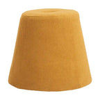 Pouf in tessuto giallo con base in legno massello