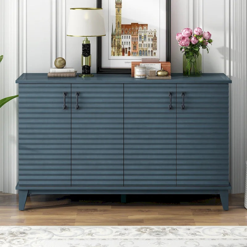 4-Door Sideboard with Adjustable Shelves and Metal Handles