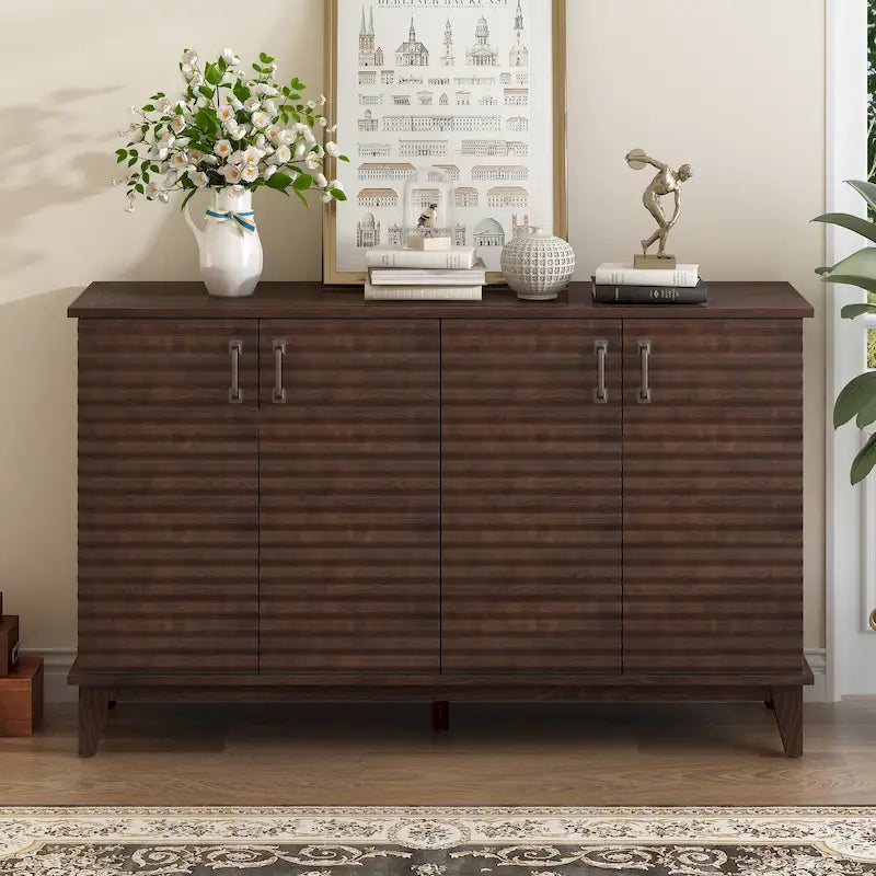 4-Door Sideboard with Adjustable Shelves and Metal Handles