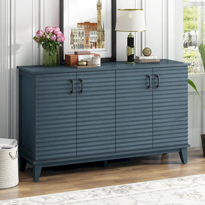 4-Door Sideboard with Adjustable Shelves and Metal Handles
