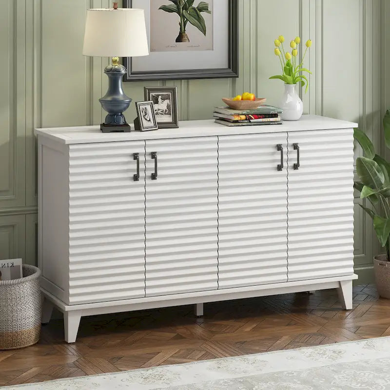 4-Door Sideboard with Adjustable Shelves and Metal Handles