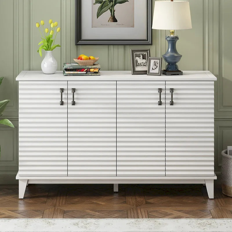 4-Door Sideboard with Adjustable Shelves and Metal Handles