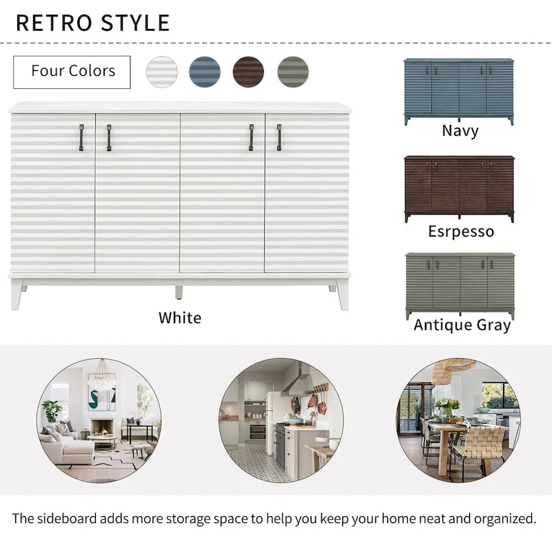 4-Door Sideboard with Adjustable Shelves and Metal Handles
