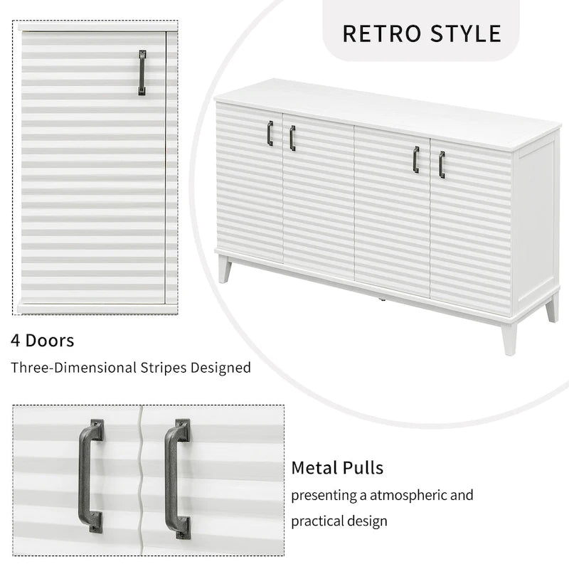 4-Door Sideboard with Adjustable Shelves and Metal Handles