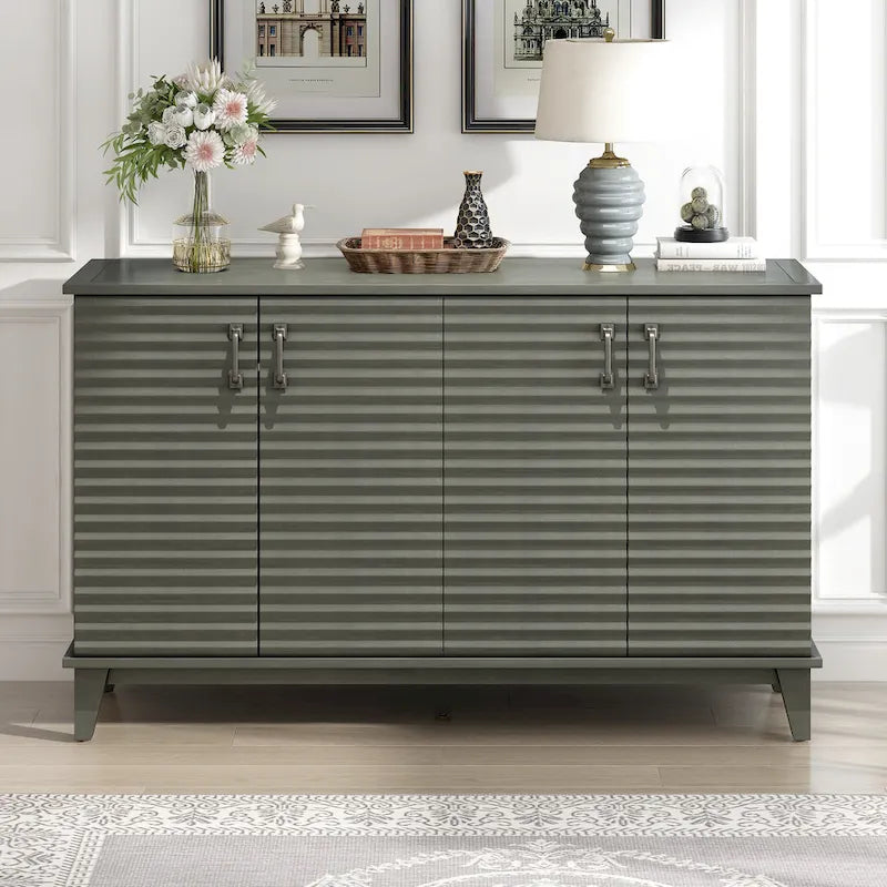 4-Door Sideboard with Adjustable Shelves and Metal Handles