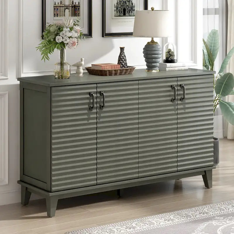 4-Door Sideboard with Adjustable Shelves and Metal Handles