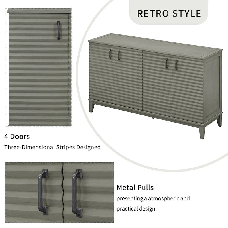 4-Door Sideboard with Adjustable Shelves and Metal Handles