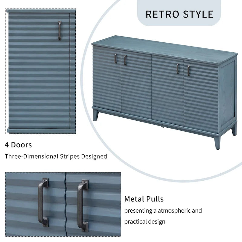 4-Door Sideboard with Adjustable Shelves and Metal Handles