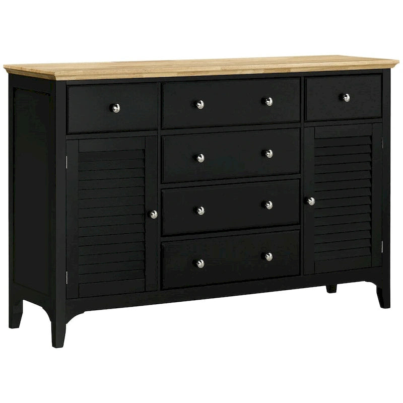 Wood Sideboard Buffet Cabinet with Drawers and Adjustable Shelves