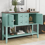 Antique Blue Buffet Sideboard Console Table with Storage Drawers and Bottom Shelf