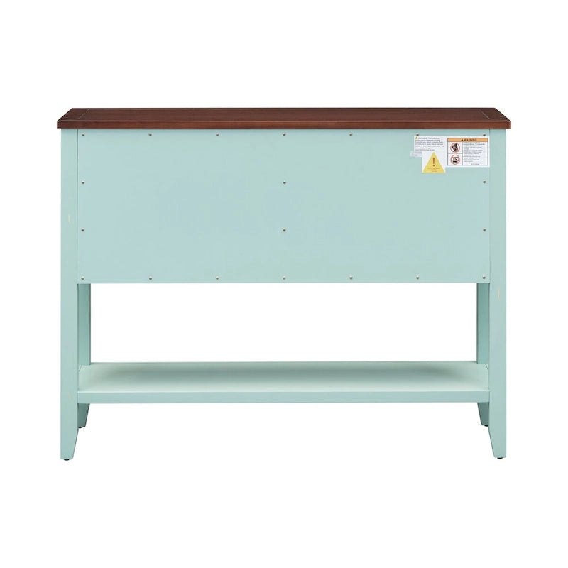 Antique Blue Buffet Sideboard Console Table with Storage Drawers and Bottom Shelf