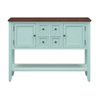 Antique Blue Buffet Sideboard Console Table with Storage Drawers and Bottom Shelf