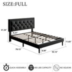 Upholstered Bed Frame with Button-Tufted Velvet Headboard