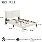 Upholstered Bed Frame with Button-Tufted Velvet Headboard